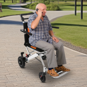 Super Light, Folding Transport Chair with Carry Bag and Flip-Back Arms - Thumbnail Image 2